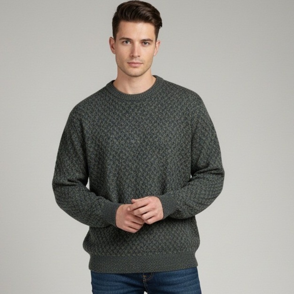 Tricots St Raphael Sweater Men's L Blue Green Wool Preppy Knit‎ Grandpa Dadcore